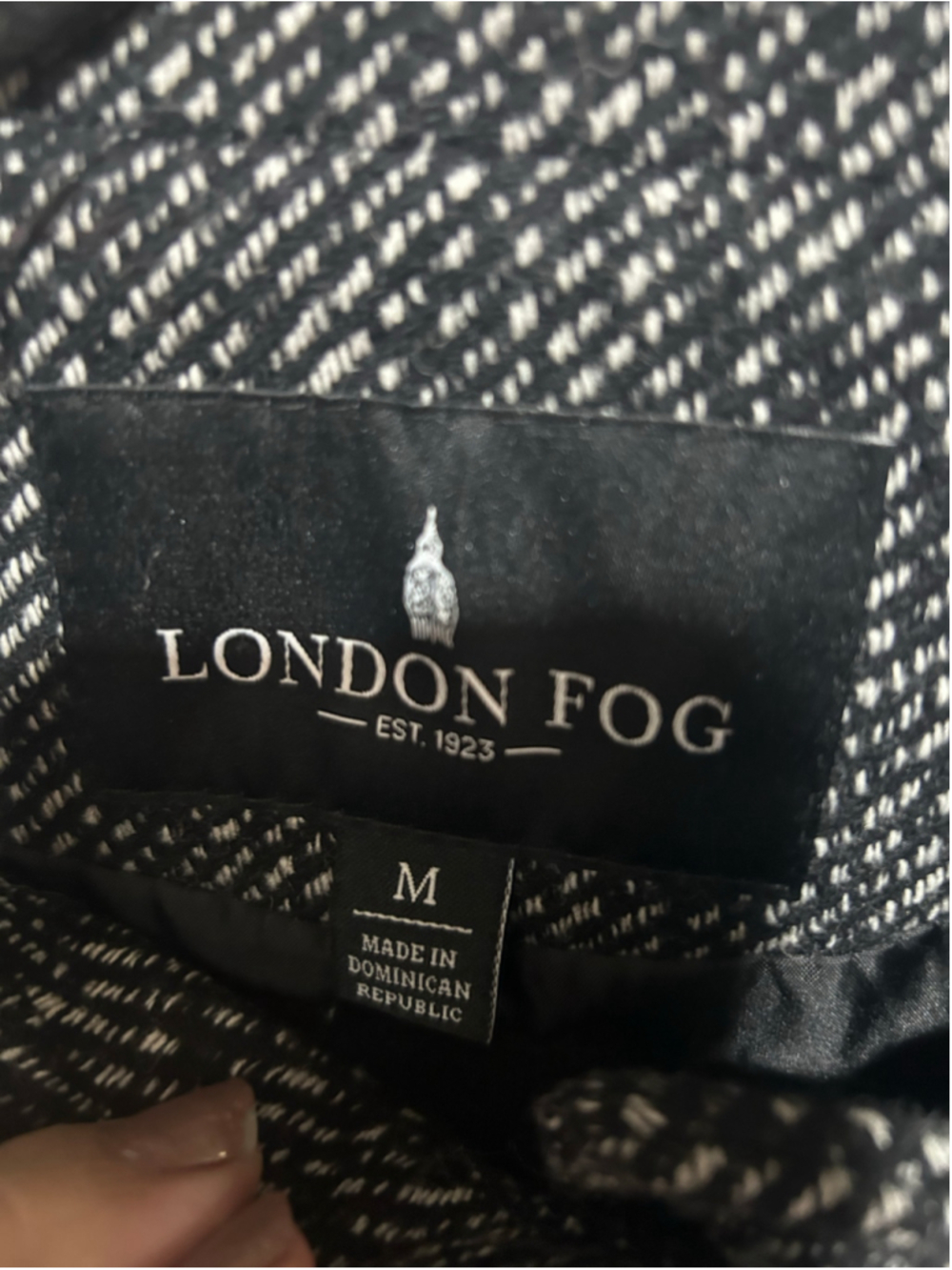 Women's London Fog Pea Coat Size M Black White Tweed - Picture 3 of 8